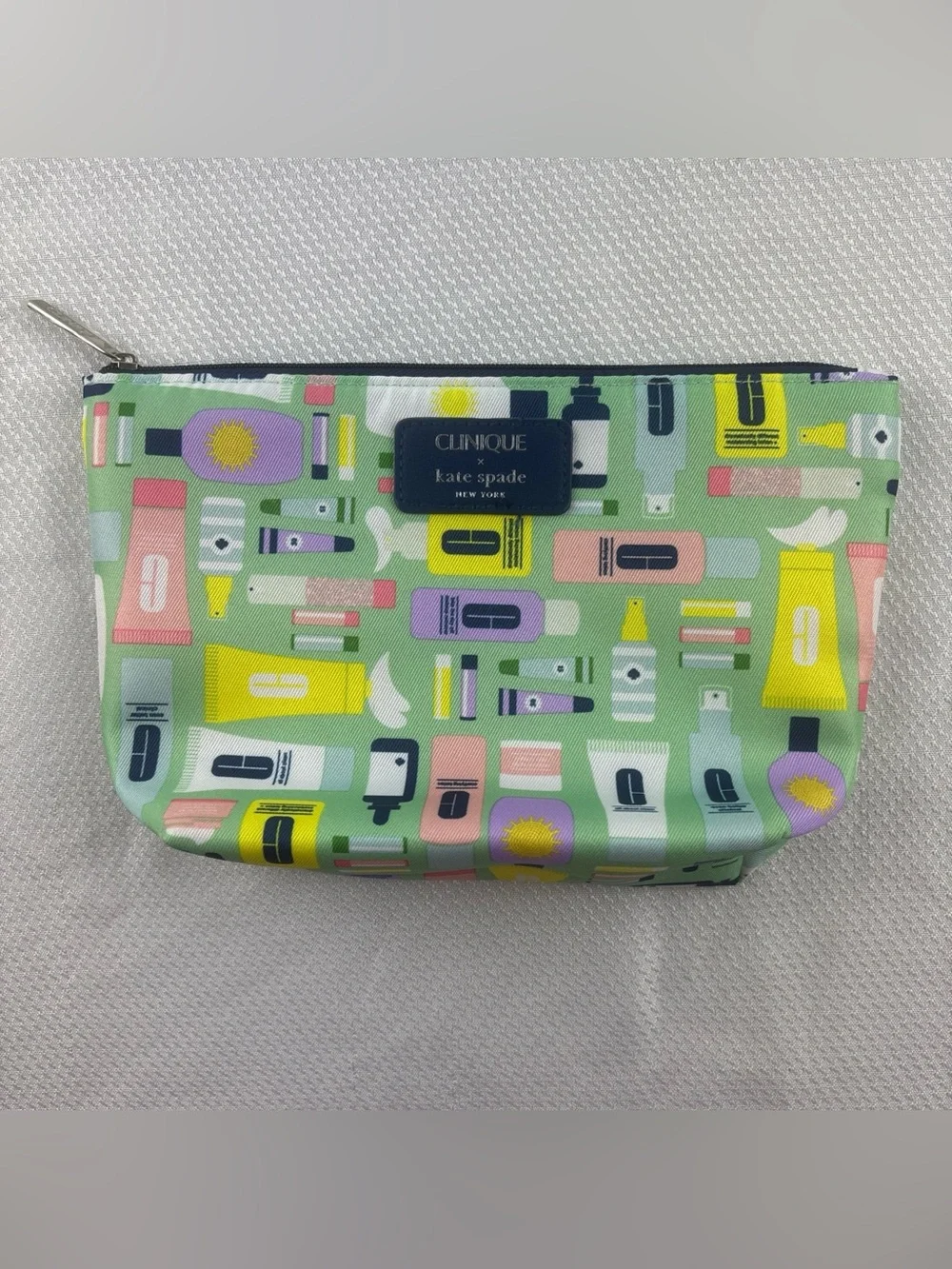 Clinique x Kate Spade New York Makeup Pouch Toiletries Colorful Zip Up Case